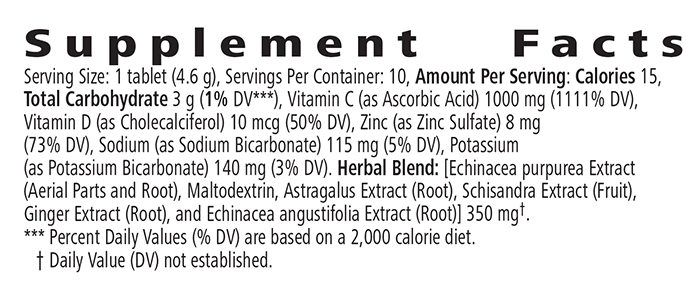Best Defense® Plus 10 Tablets Watermelon Lime Nutritional Facts