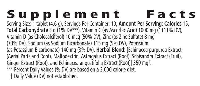 Best Defense® Plus 10 Tablets Honey Lemon Ginger Nutritional Facts