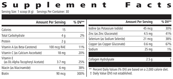 Herbalife SKIN® Collagen Beauty Booster 6.03 oz Unflavored Nutritional Facts