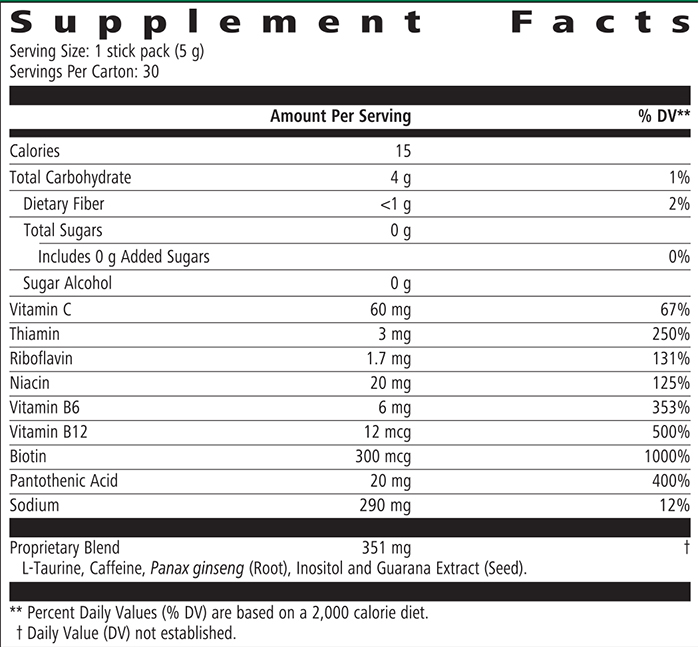 Liftoff® Ginger Beer 30 packets Nutritional Facts
