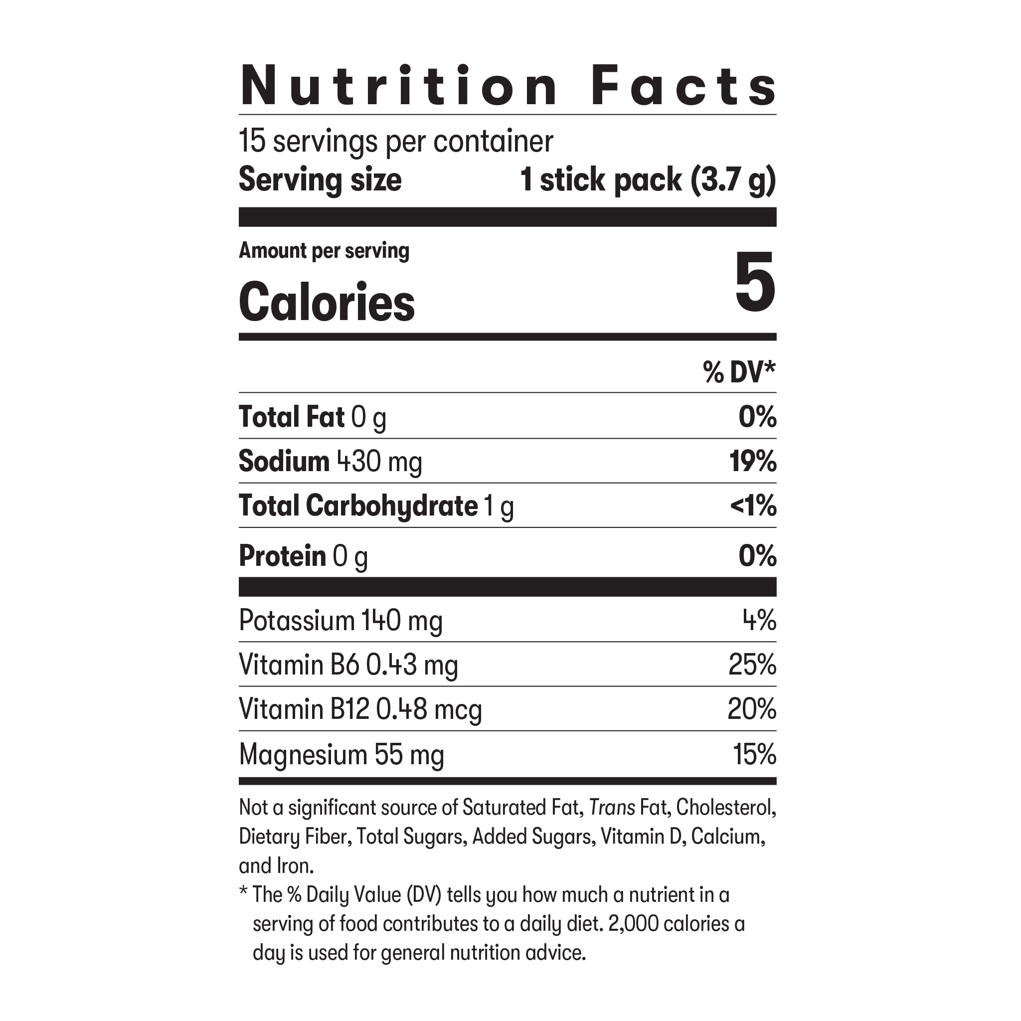 Herbalife24 Hydrate Sugar-Free Electrolyte Drink Mix 15 Stick Packs nutritional information