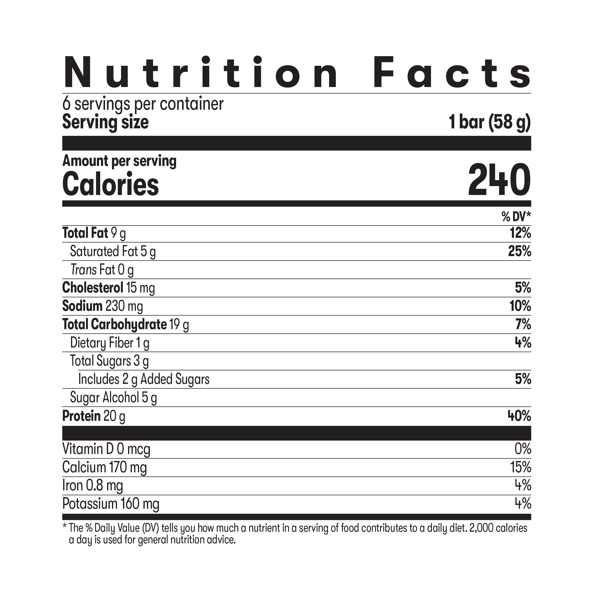 Herbalife24 ACHIEVE Protein Bar 6 bars nutritional information