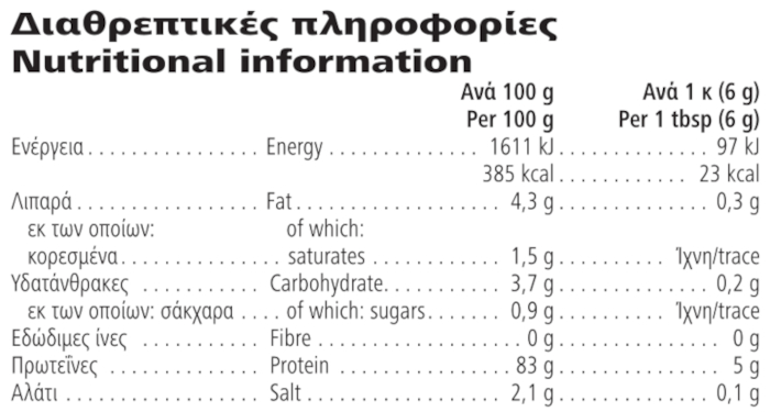 Herbalife Formula 3 Εξατομικευμένες πρωτεΐνες σε σκόνη Ουδέτερη 240 g Διαθρεπτικές πληροφορίες