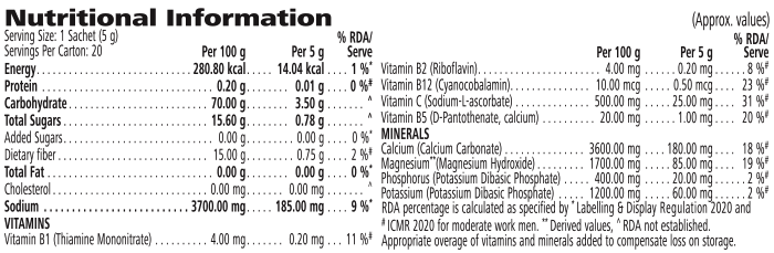 Herbalife24® Hydrate Orange Nutritional Information