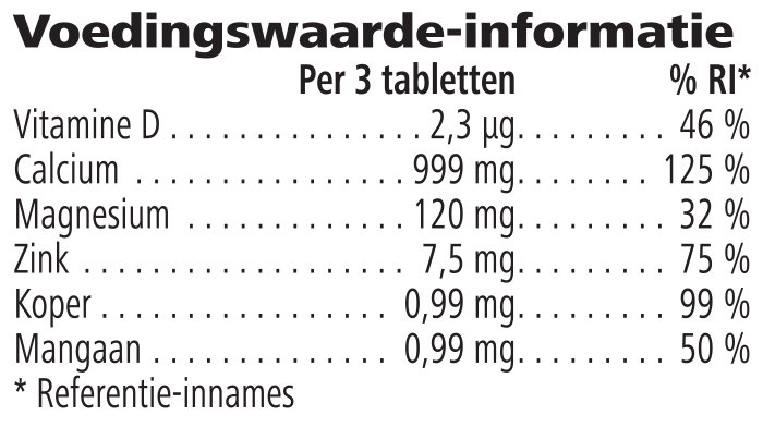 Herbalife Xtra-Cal® Voedingswaarde-informatie