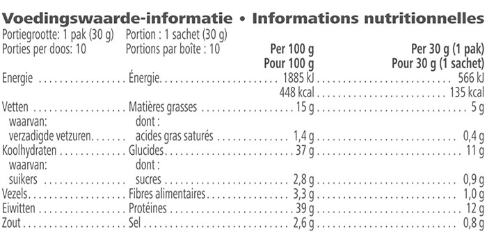 Herbalife Proteïne Chips Sour Cream and Onion Voedingswaarde-informatie