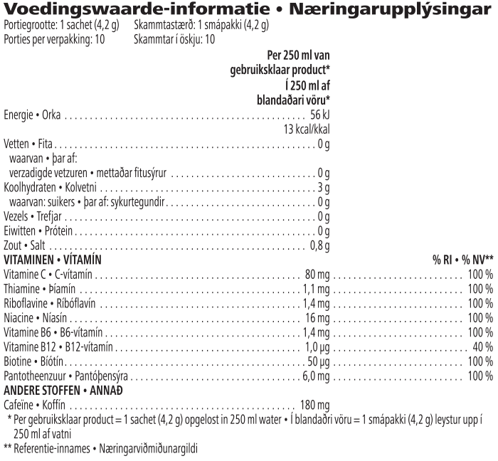 Herbalife24® LiftOff® Max Grapefruit Voedingswaarde-informatie