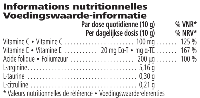 Herbalife Niteworks® Citroen Voedingswaarde-informatie