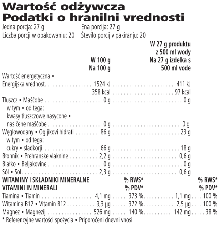 ​​​Herbalife24® CR7 Drive 540g Wartość odżywcza