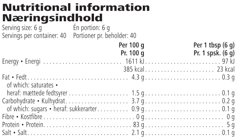 Herbalife Formula 3 Personligt proteinpulver Neutral 240 g Näringsdeklaration