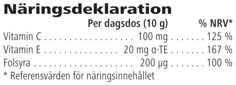 Herbalife Niteworks® Citron 150 g Näringsdeklaration