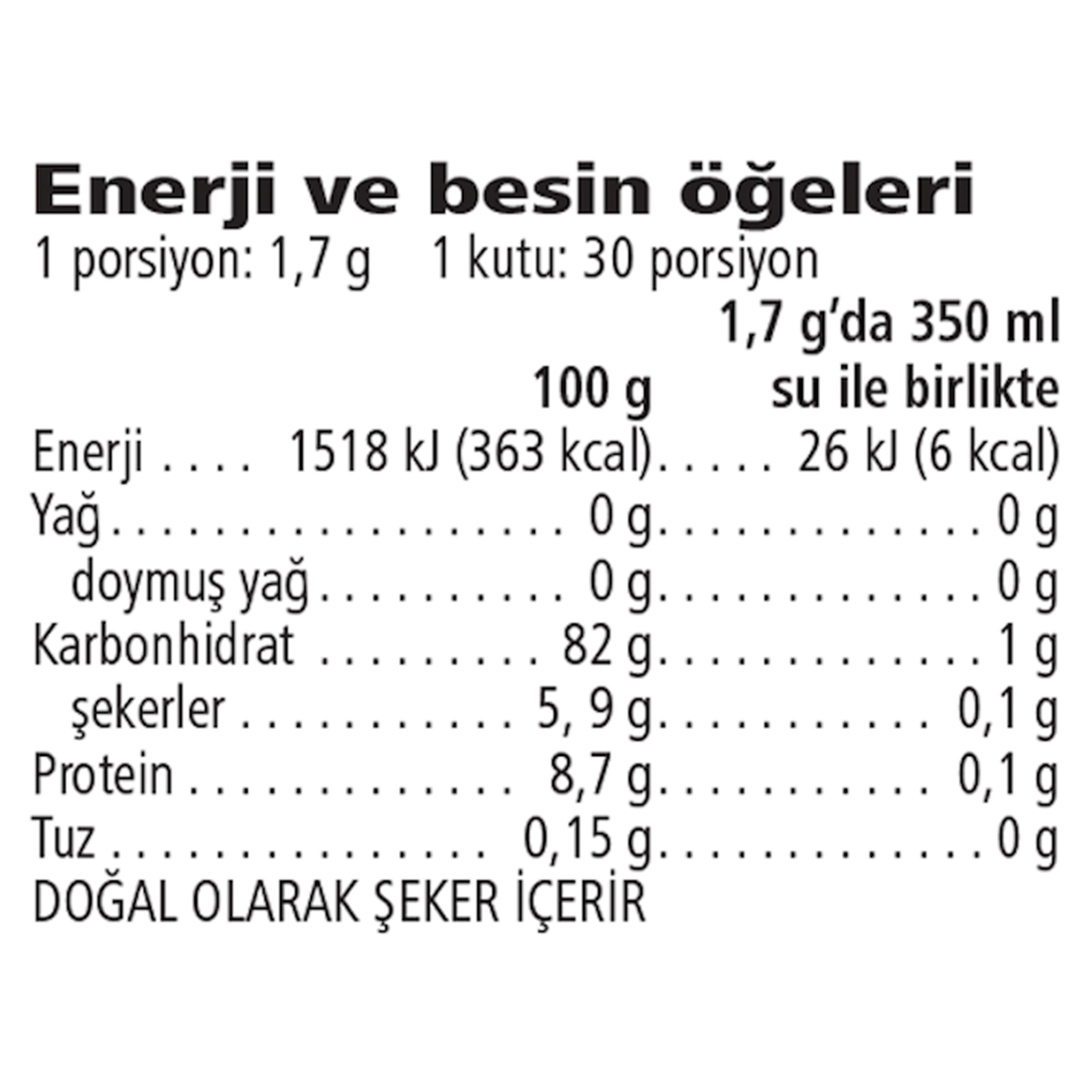 İçindekiler & Besin Değerleri