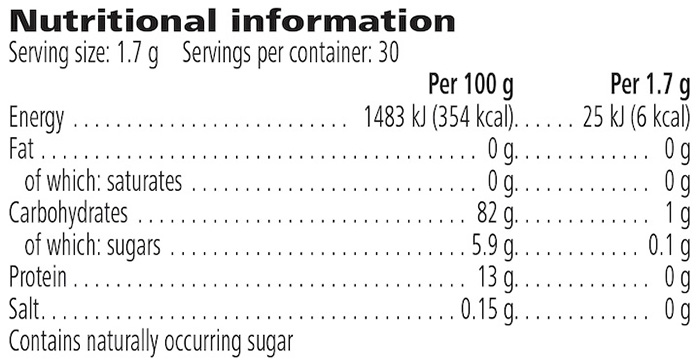 Nutrition information