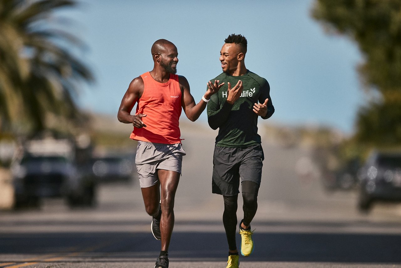 Men jogging together