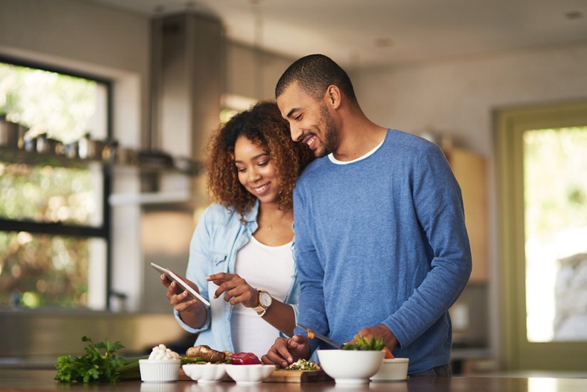 Couple cooking in the kitchen