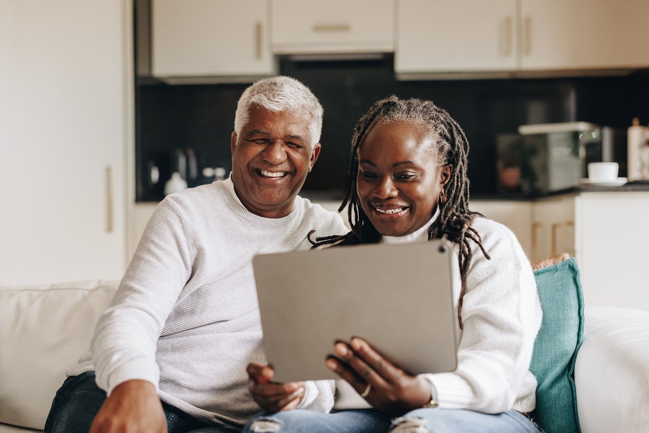Couple using a tablet