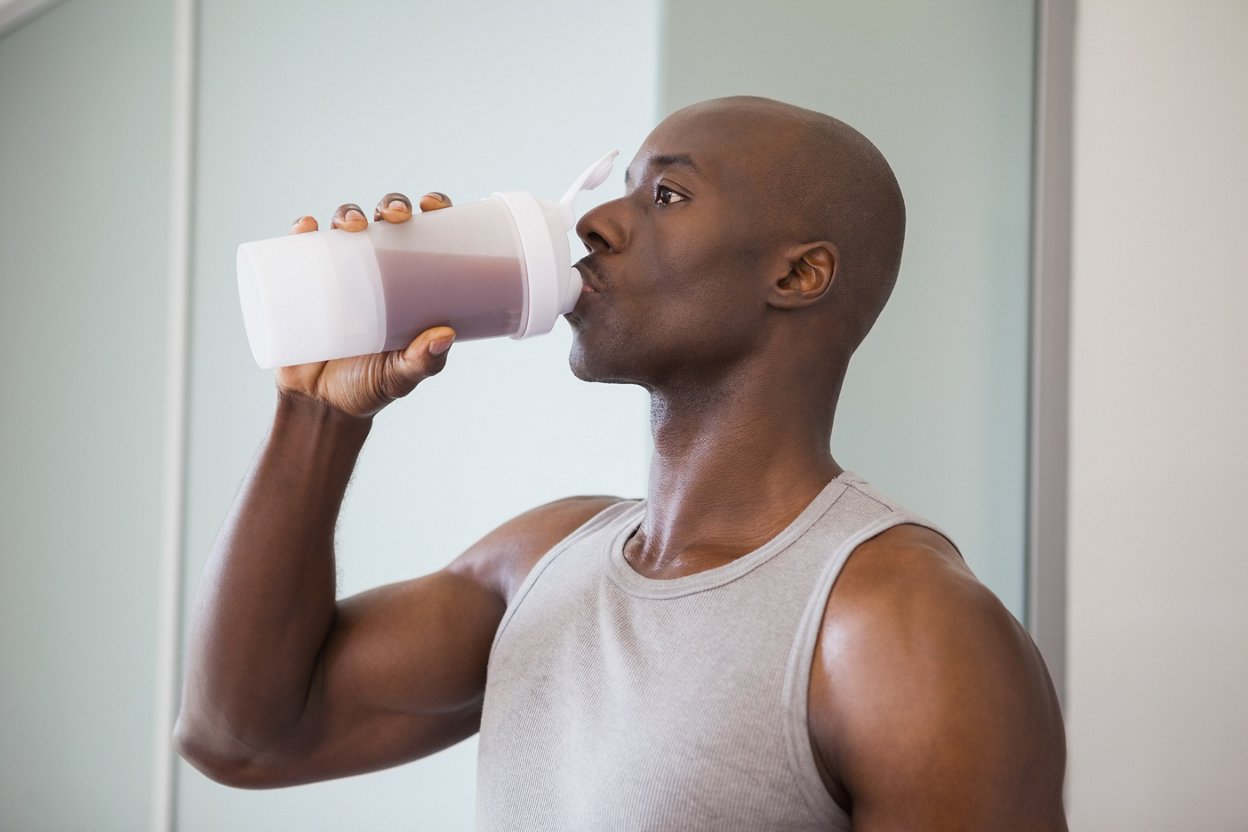 Man drinking shake