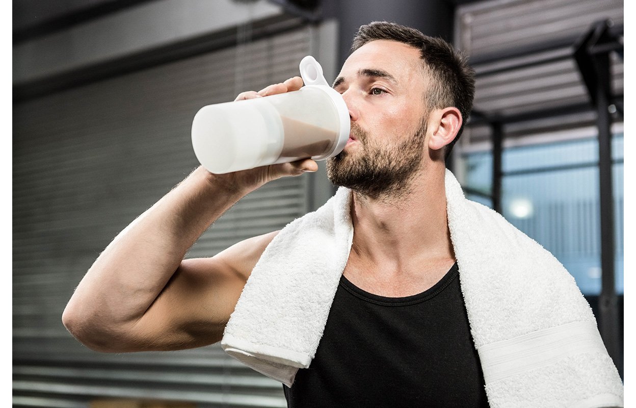 Man drinking shake