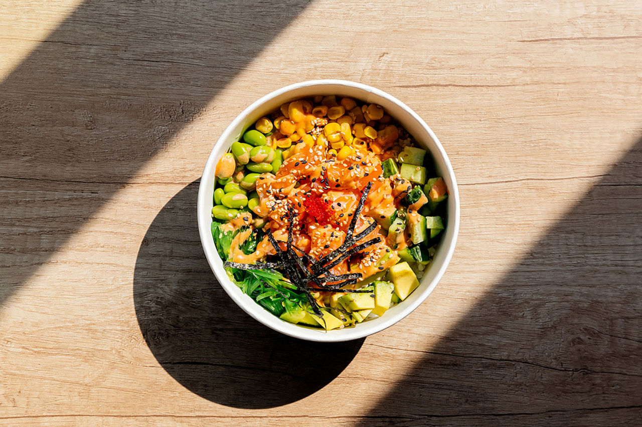 Bowl of food on a table