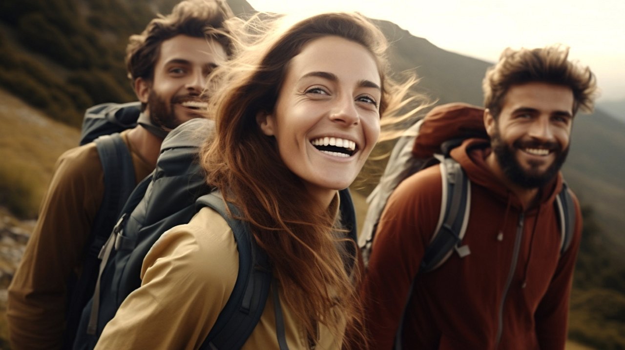 young people hiking