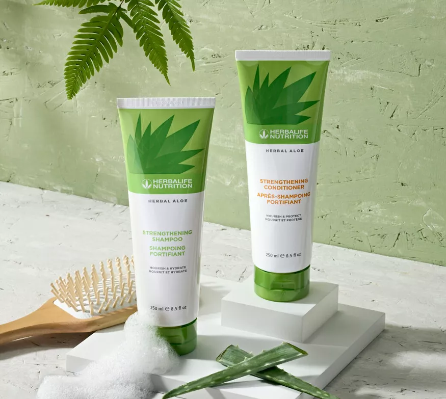 Herbal Aloe Strenghtening Shampoo and Strenghtening Conditioner - prepared product