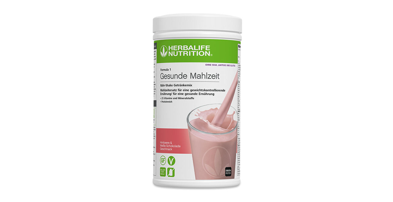 Formula 1-Shake ohne Soja, Laktose und Gluten Himbeere und Weiße Schokolade, 19 Portionen