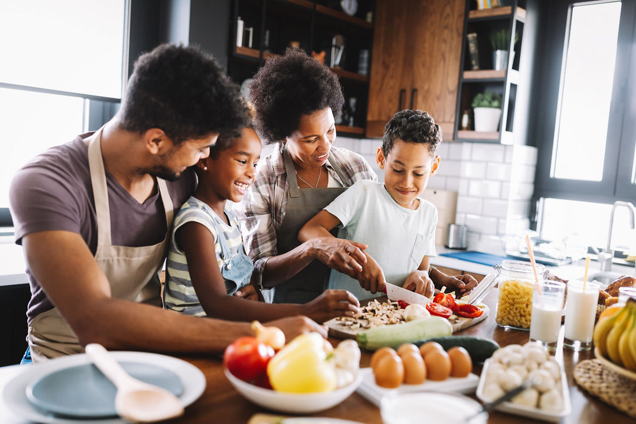 family cooking together