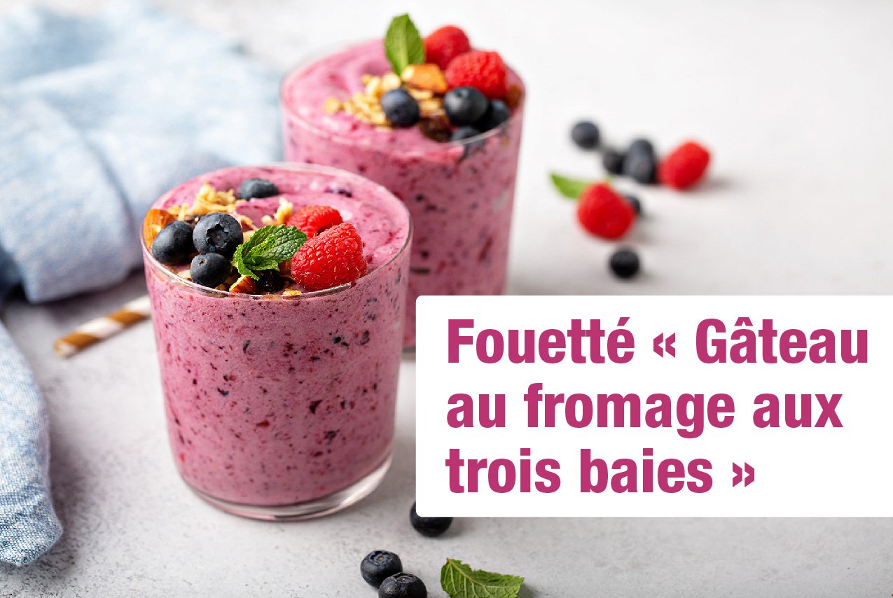 Suis cette recette pour faire un fouette gateau au fromage aux trois baies !