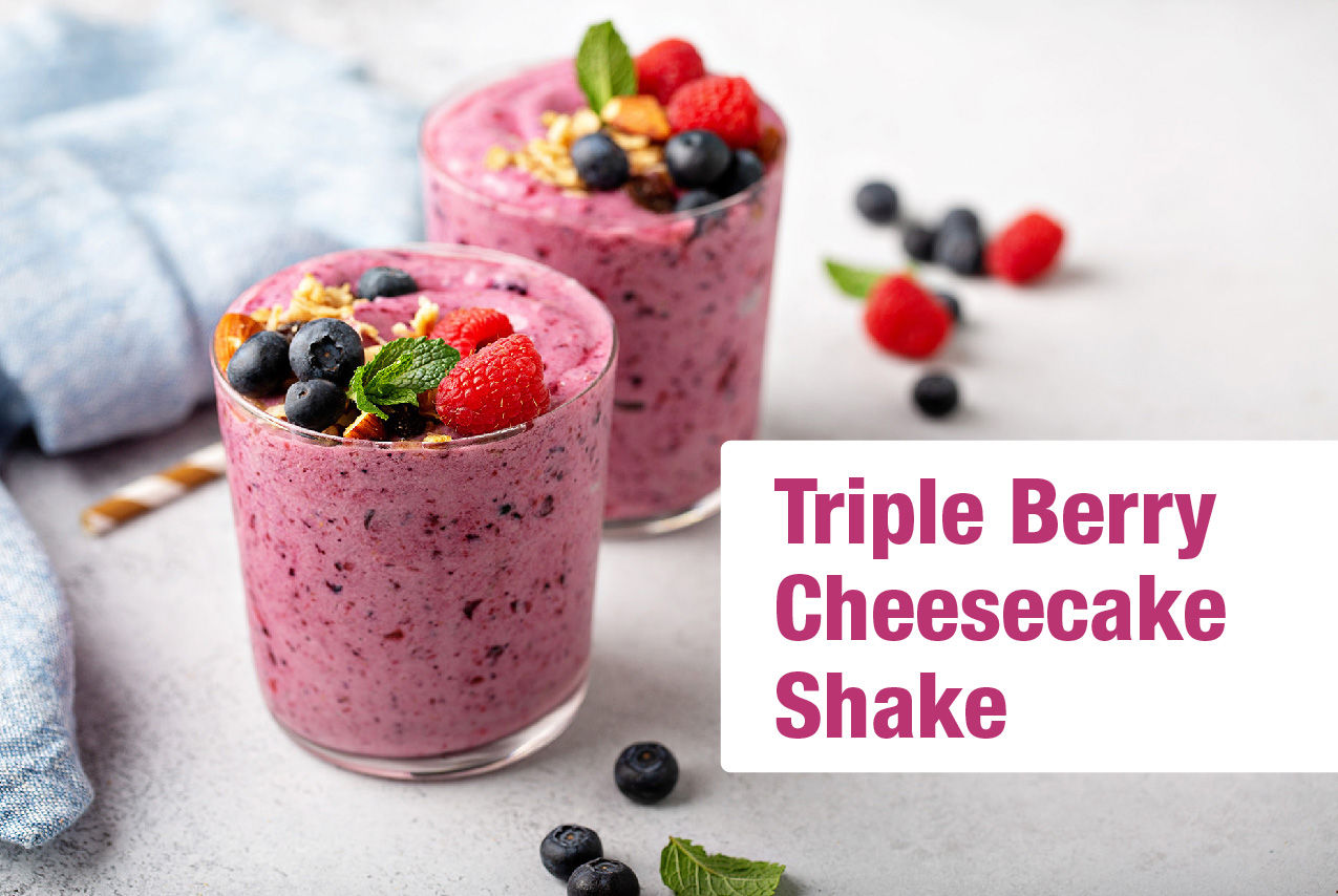 Follow this recipe to make a Triple Berry Cheesecake Shake!