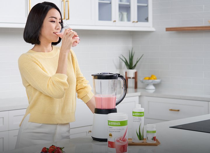 Woman drinking shake