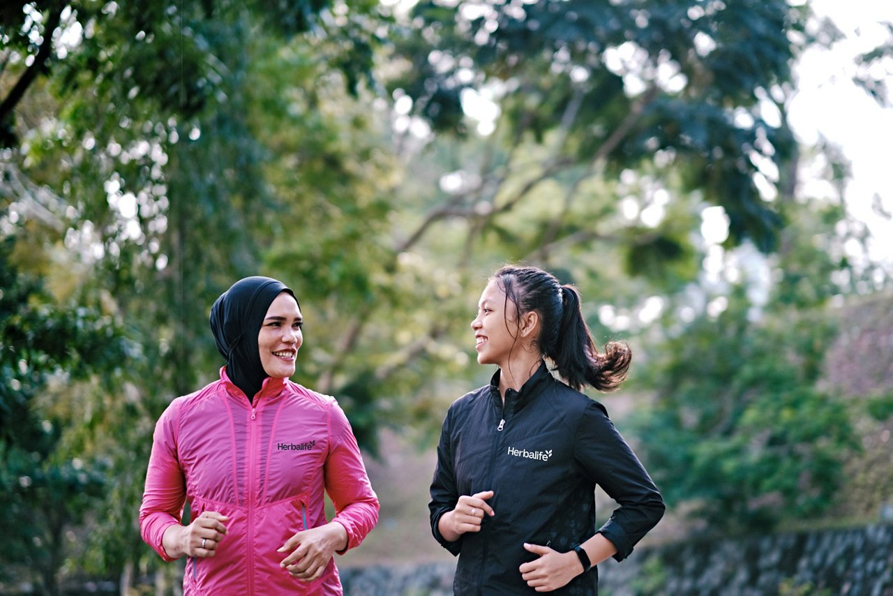 Women running outdoors