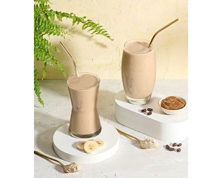 Glasses of Herbalife vegan shakes