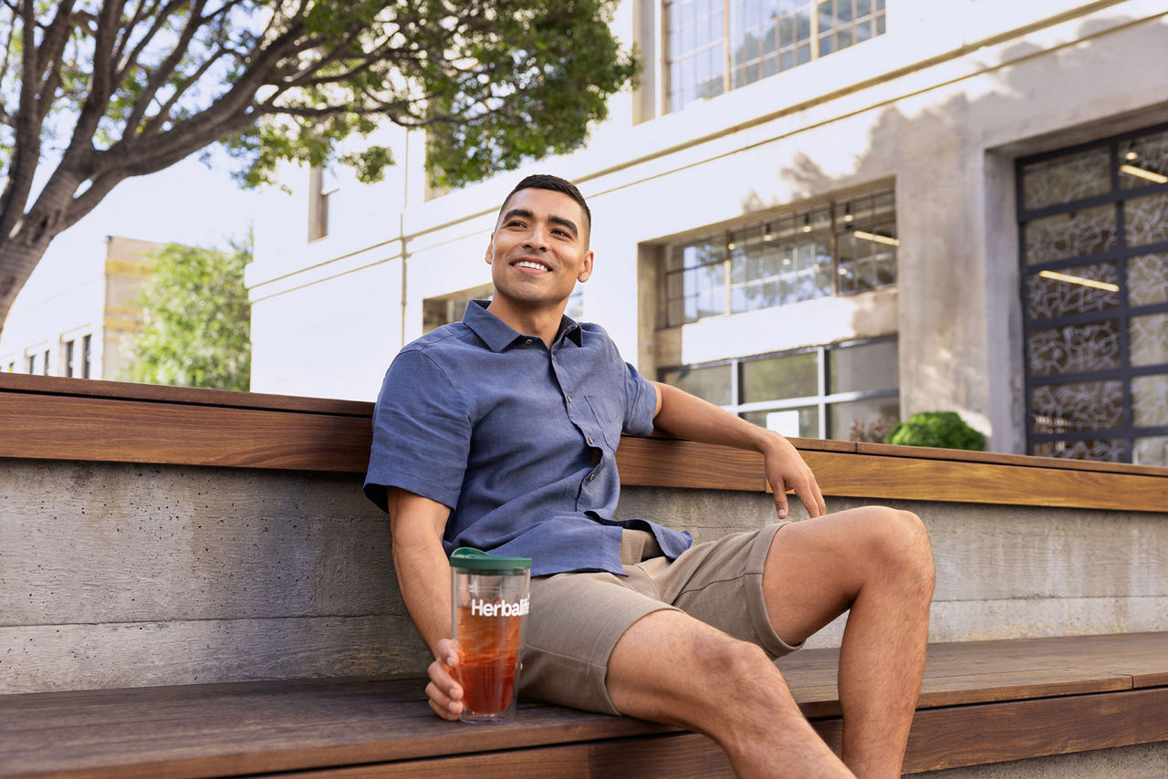 Man relaxing outdoors