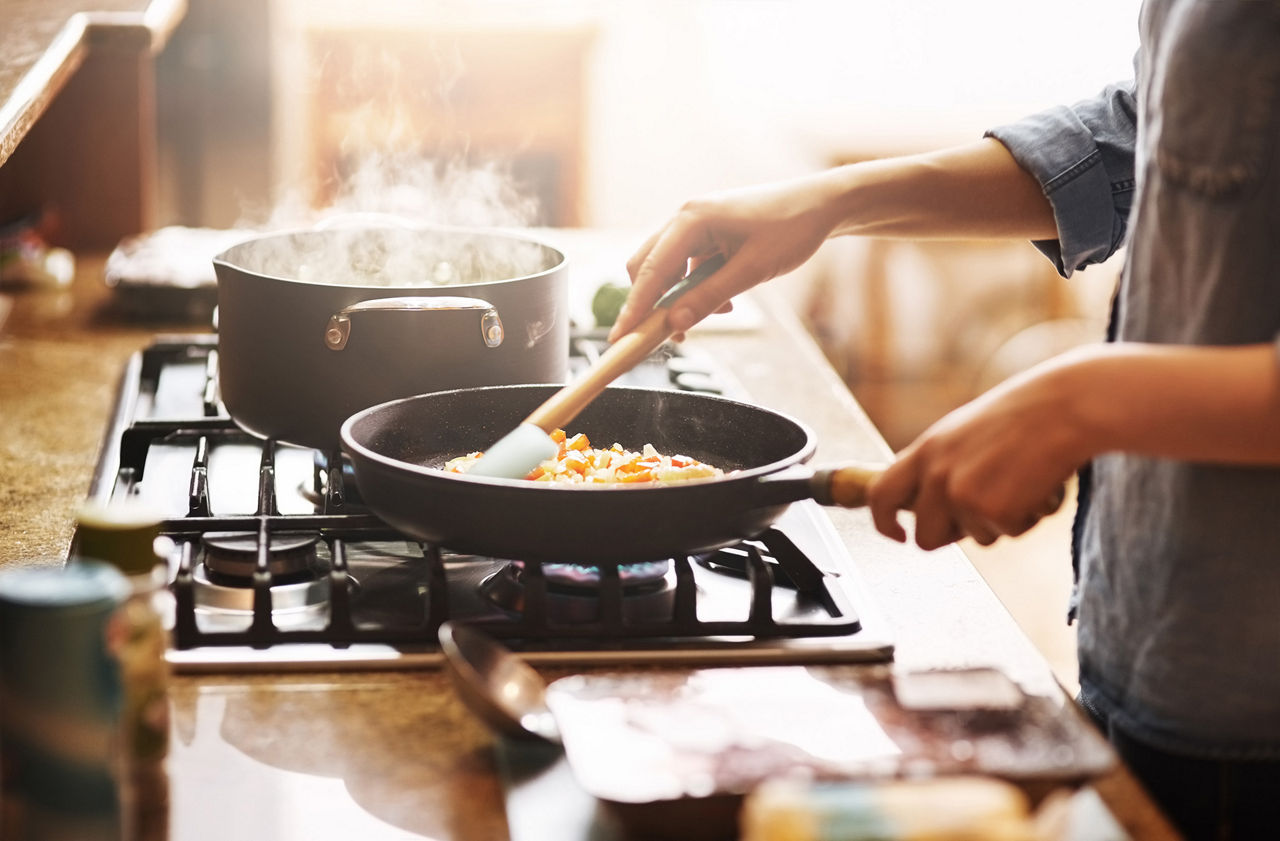 Person cooking lunch