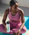 Woman smiling during yoga