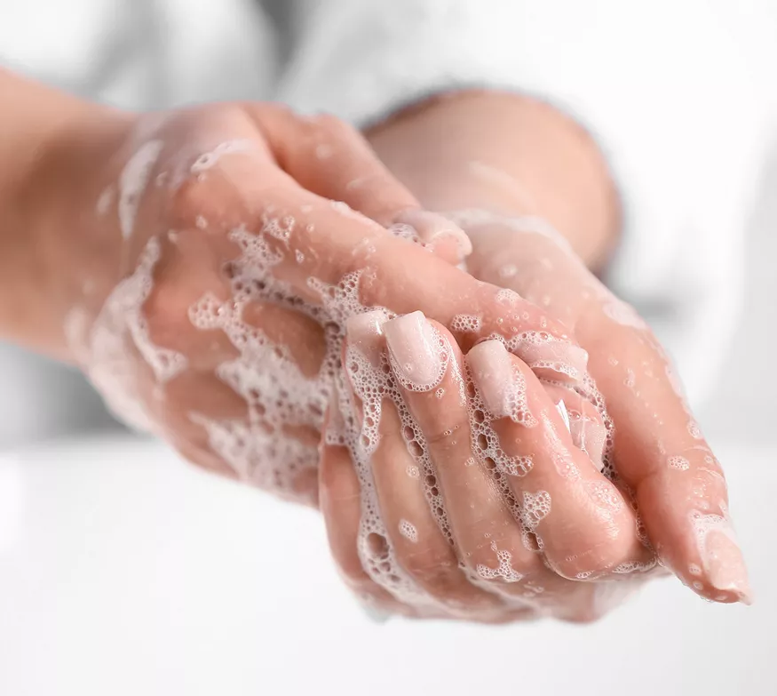 woman hand wash soap