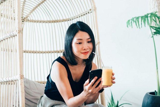 Woman drinking shake