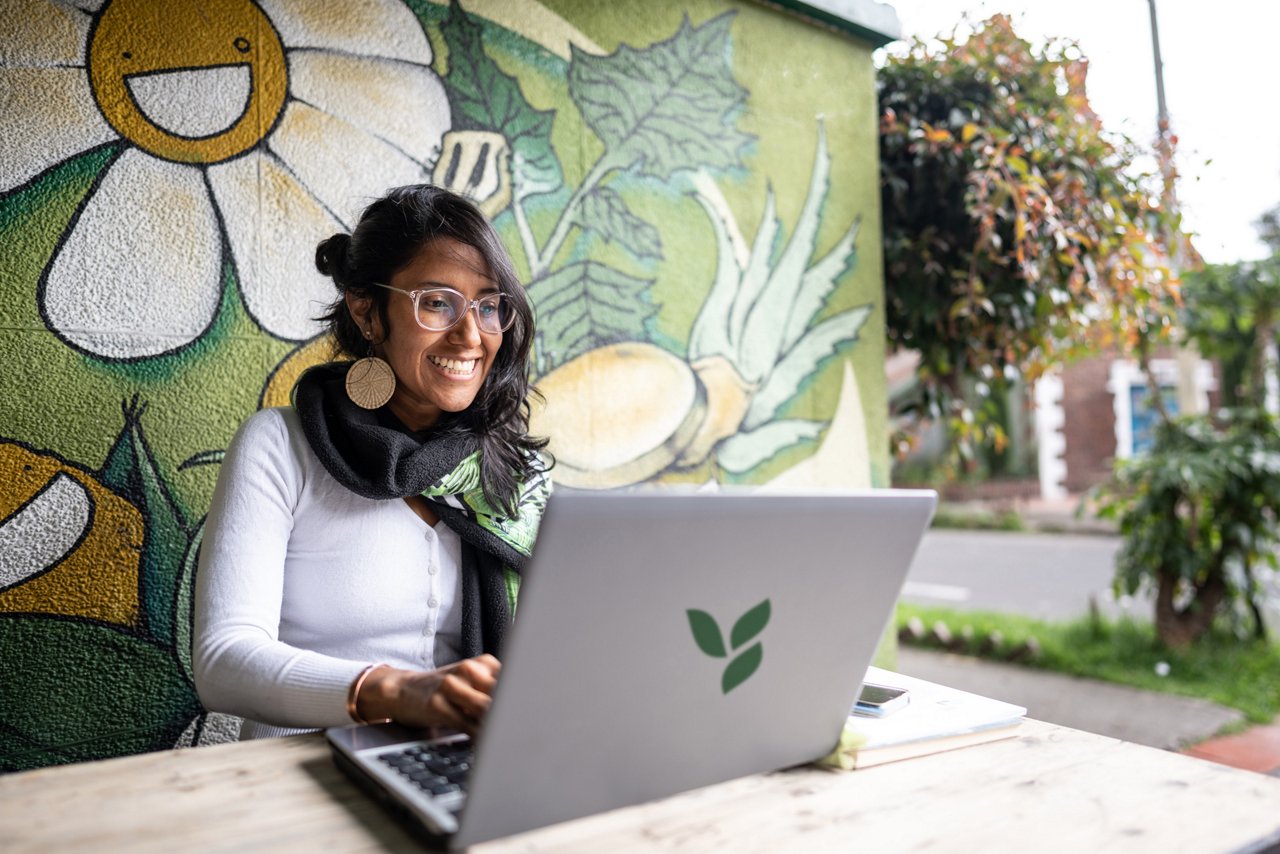 Woman using her laptop