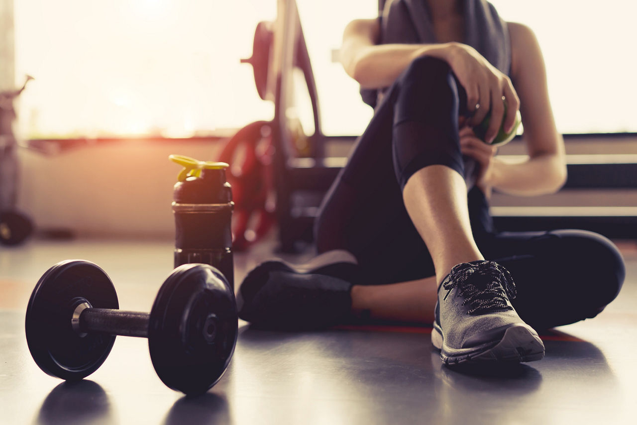 Woman Resting in the Gym