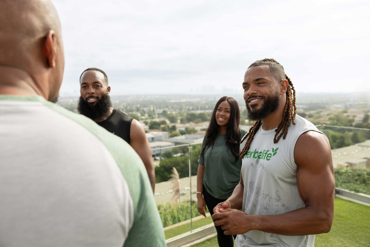 Group of friends after outdoor exercise