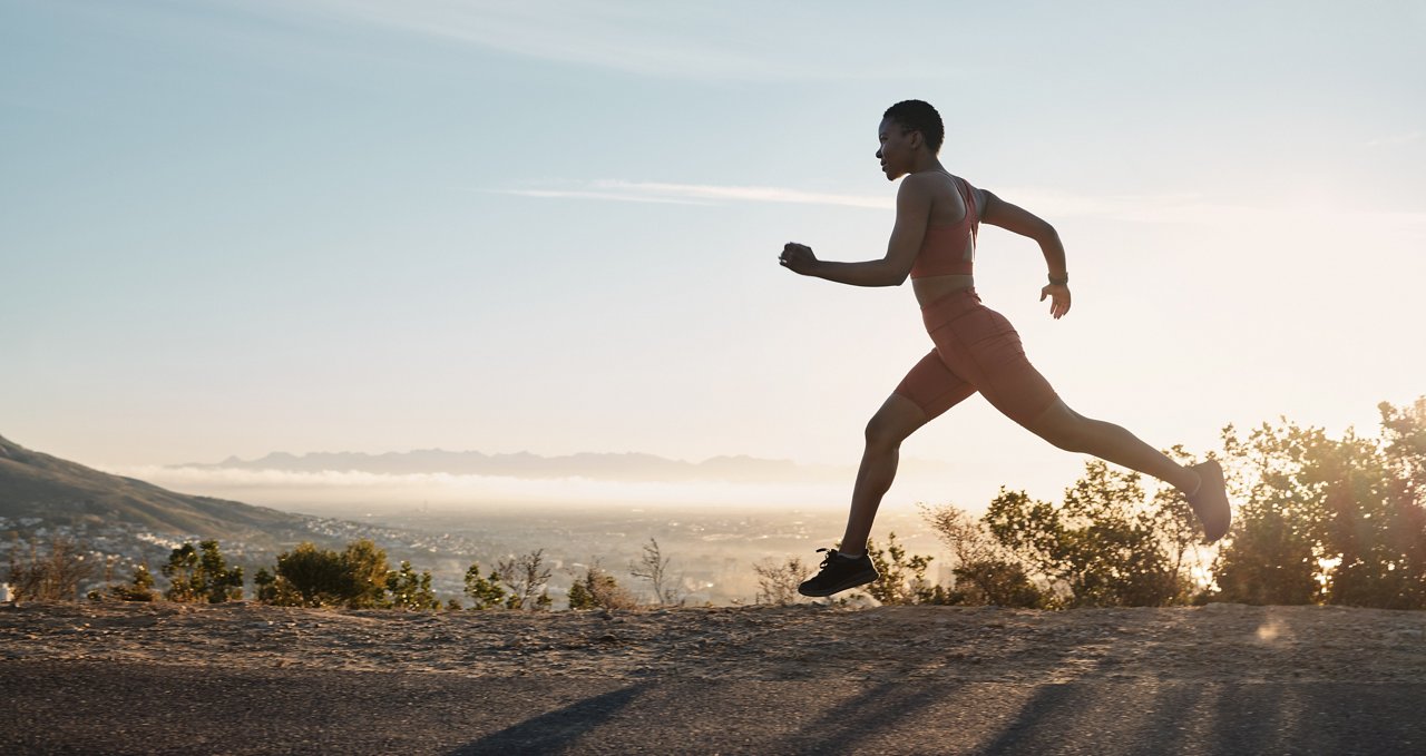 A woman running on holiday