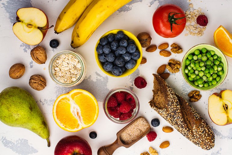 Table of fruits and vegetables